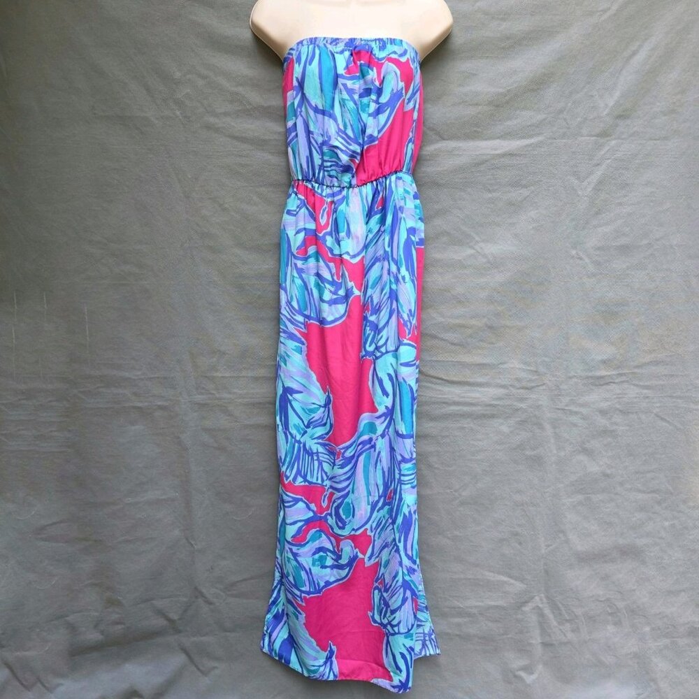 $188 LILLY PULITZER Chic Pink Sway Emmett Maxi Dress Size S Holiday Cocktail